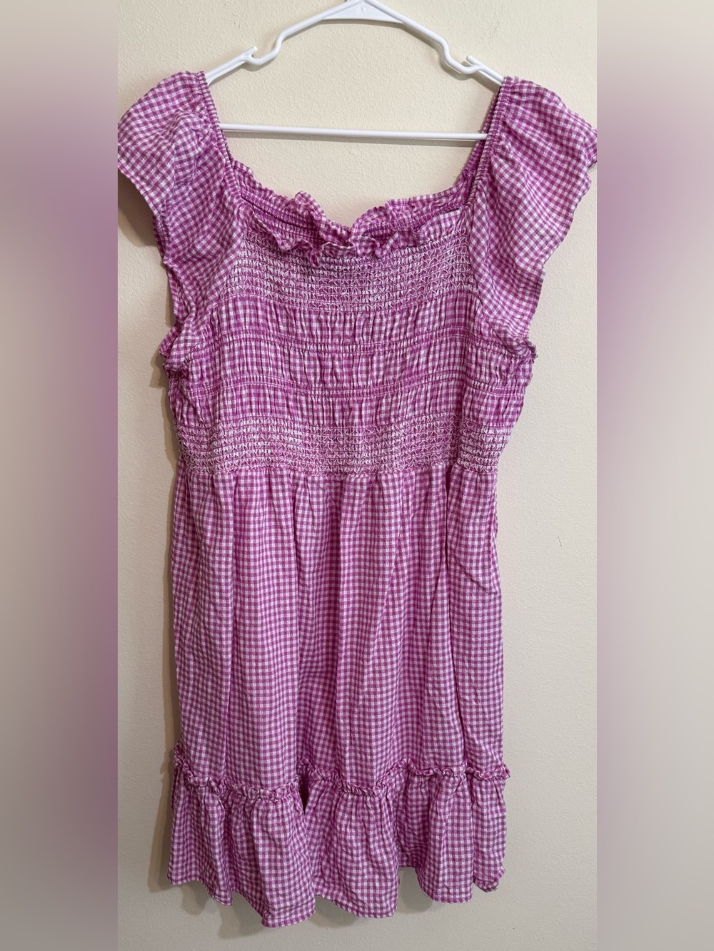 Terra & Sky Pink Gingham Smocked Babydoll Dress 2X